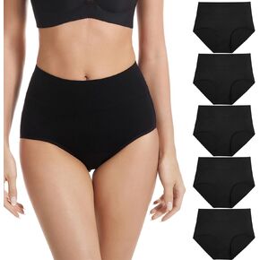 FEIDINI Women's Cotton Underwear High Waisted Briefs Stretch Full Coverage Panties