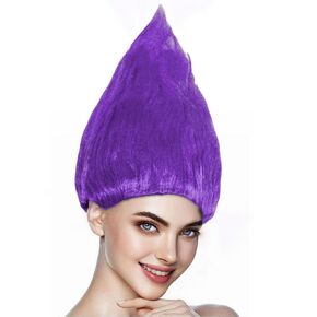ANOGOL Hair Cap + Purple Cosplay Wig for Halloween Party Costume for Anime Cosplay Adult Wigs Peluca Purple Short Synthetic Wigs