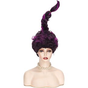 Mary Wig for Women Black Mix Purple Curly Synthetic Braided Wig Halloween Costume Party Cosplay Wig in Kuwait