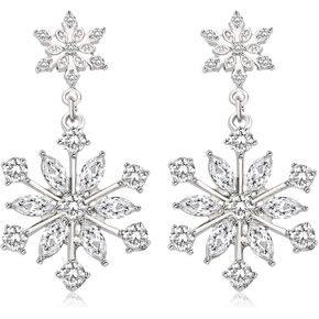 Christmas Snowflake Earrings for Women Girls Holiday Rhinestone Snowflake Dangle Earring Studs Festive Xmas Costume Earring Gifts in Kuwait