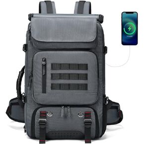 Grey 50L Laptop Backpack, Unisex, USB Port Design