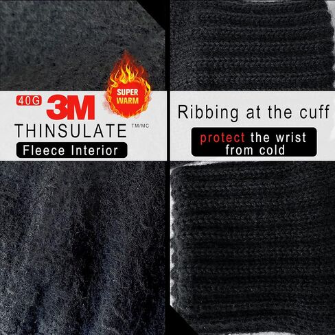 Evridwear Mens Winter Warm Gloves ,Knitted Thermal Anti-Slip Touchscreen Glove with 3M Thinsulate Insulated Lining in Saudi Arabia