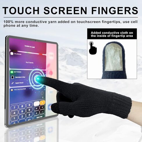 Evridwear Mens Winter Warm Gloves ,Knitted Thermal Anti-Slip Touchscreen Glove with 3M Thinsulate Insulated Lining in Saudi Arabia