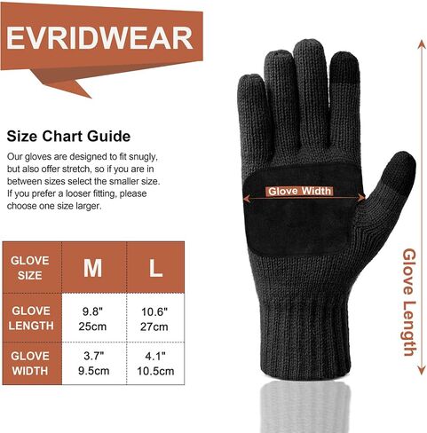Evridwear Mens Winter Warm Gloves ,Knitted Thermal Anti-Slip Touchscreen Glove with 3M Thinsulate Insulated Lining in Saudi Arabia