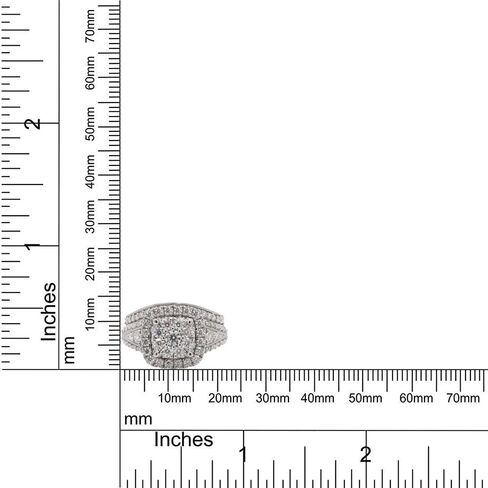SAVEARTH DIAMONDS 1 1/4 CTTW قطع مستدير تم إنشاؤها بواسطة مختبر مويسانيتي الماس مزدوج هالة خاتم الزفاف من الذهب عيار 14 قيراط على الفضة الإسترليني (لون G-H، وضوح VVS1، 1.25 قيراط) in Kuwait