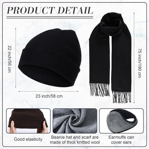 Suhine 20 Pieces Women Men Winter Knit Beanie Hat Scarf Sock Earmuffs Gloves Set with Fleece Lined Skull Caps Warm Neck Scarves for Women Men in Saudi Arabia