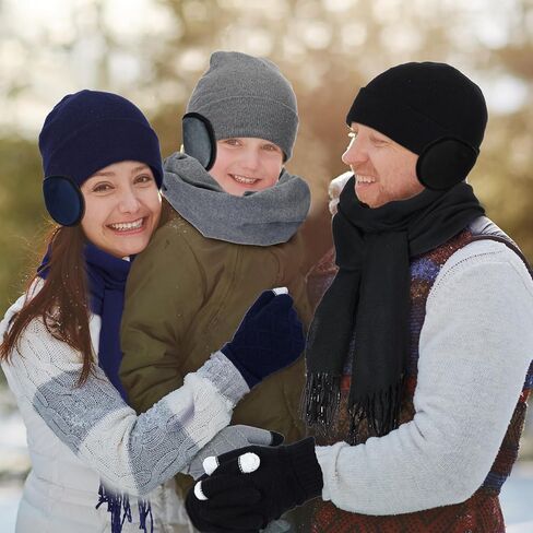 Suhine 20 Pieces Women Men Winter Knit Beanie Hat Scarf Sock Earmuffs Gloves Set with Fleece Lined Skull Caps Warm Neck Scarves for Women Men in Saudi Arabia