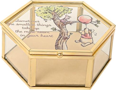 Disney Winnie the Pooh Jewelry Box - Glass Jewelry Case with Pooh and Piglet Design Jewelry Box, Officially Licensed in Saudi Arabia