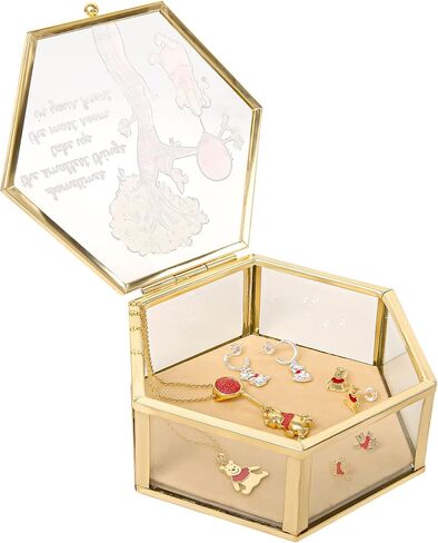 Disney Winnie the Pooh Jewelry Box - Glass Jewelry Case with Pooh and Piglet Design Jewelry Box, Officially Licensed in Saudi Arabia