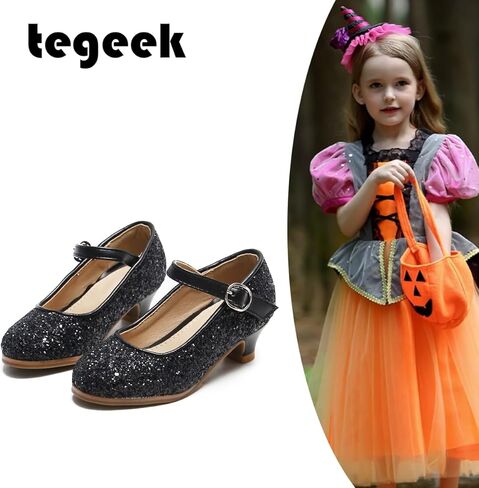 حذاء Tegeek للفتيات الصغيرات بكعب عالٍ ونعل سميك حذاء فستان الأميرة in Kuwait