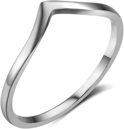 خاتم وعد من الفولاذ المقاوم للصدأ من Jude Jewellers مدبب بشيفرون كلاسيكي بسيط وبسيط in Kuwait