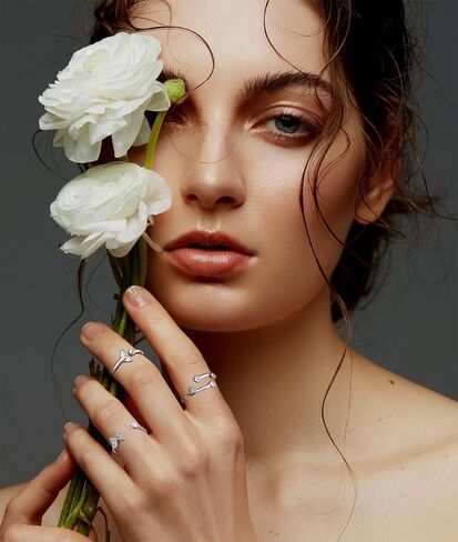 FUNEIA 3PCS S925 الفضة الاسترليني خواتم المفصل للنساء قابل للتعديل التراص الإبهام الفضة خاتم مجموعة مكعب زركونيا فراشة السهم عقدة عناق الأيدي لذيذ حلقات مفتوحة حزمة in Kuwait