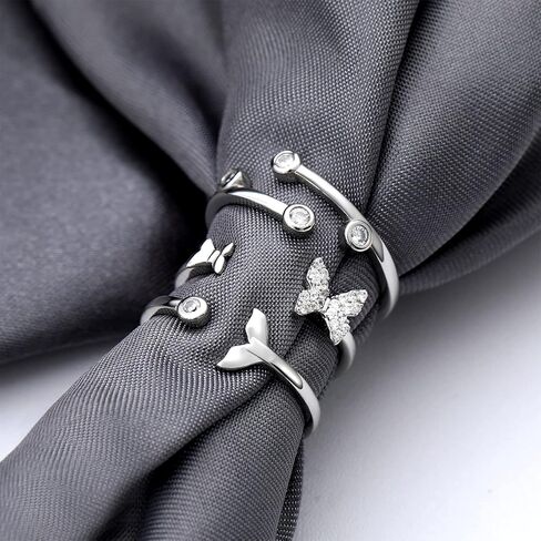 FUNEIA 3PCS S925 الفضة الاسترليني خواتم المفصل للنساء قابل للتعديل التراص الإبهام الفضة خاتم مجموعة مكعب زركونيا فراشة السهم عقدة عناق الأيدي لذيذ حلقات مفتوحة حزمة in Kuwait