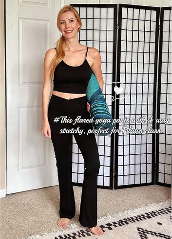 سراويل SUNYAA كروس مضيئة للنساء بخصر عالٍ، سراويل يوجا متوهجة للتحكم في البطن للتمرين العملي غير الرسمي in Kuwait