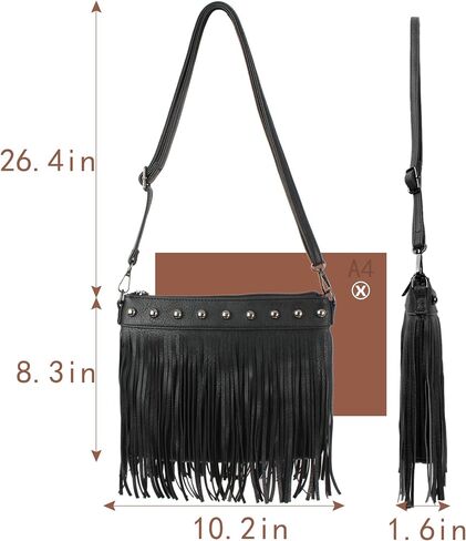 Hoce Women’s Leather Fringe Messenger Bag Large Hobo Crossbody Tassel Shoulder Bags, Gift for Mom Wife Girlfriend in Kuwait