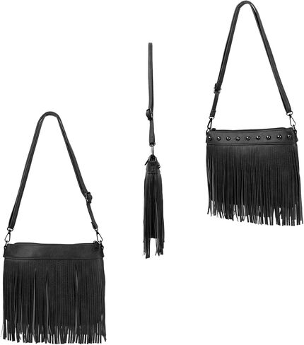 Hoce Women’s Leather Fringe Messenger Bag Large Hobo Crossbody Tassel Shoulder Bags, Gift for Mom Wife Girlfriend in Kuwait