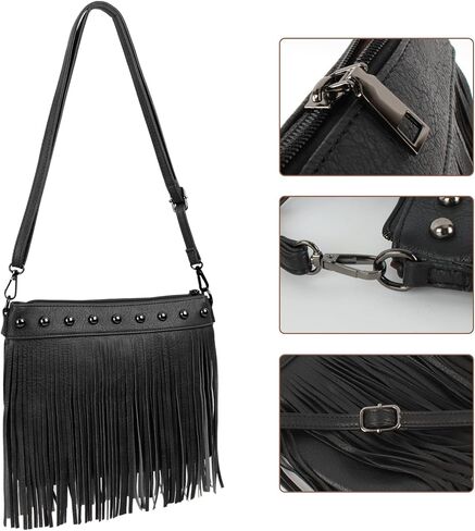 Hoce Women’s Leather Fringe Messenger Bag Large Hobo Crossbody Tassel Shoulder Bags, Gift for Mom Wife Girlfriend in Kuwait