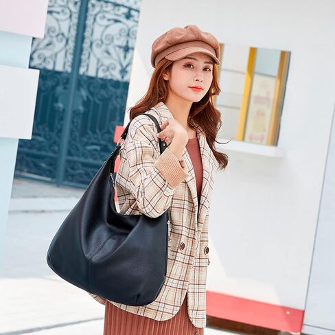 Ashioup Hobo Bags for Women Soft PU Leather Shoulder Bag Vintage Slouchy Handbag with Zipper in Saudi Arabia