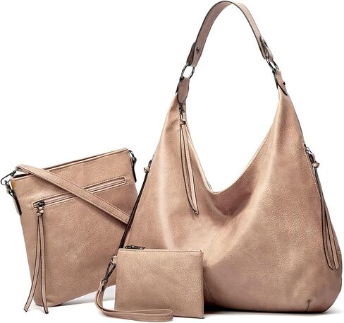 Ashioup Hobo Bags for Women Soft PU Leather Shoulder Bag Vintage Slouchy Handbag with Zipper in Kuwait