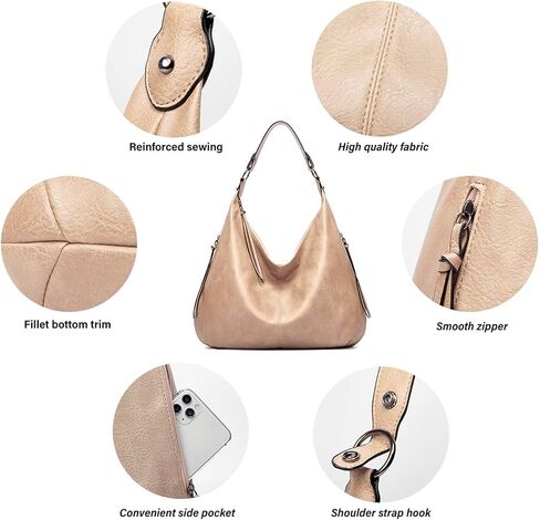 Ashioup Hobo Bags for Women Soft PU Leather Shoulder Bag Vintage Slouchy Handbag with Zipper in Kuwait