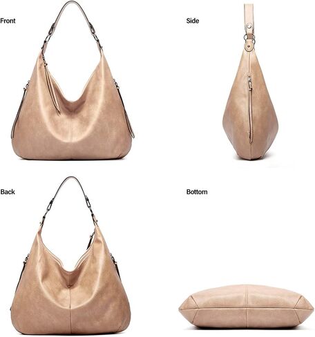 Ashioup Hobo Bags for Women Soft PU Leather Shoulder Bag Vintage Slouchy Handbag with Zipper in Kuwait