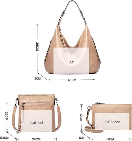 Ashioup Hobo Bags for Women Soft PU Leather Shoulder Bag Vintage Slouchy Handbag with Zipper in Kuwait