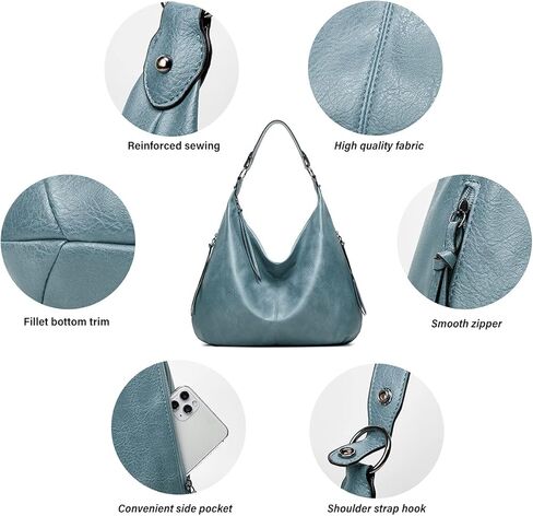 حقائب Ashioup Hobo للنساء من جلد البولي يوريثان الناعم حقيبة كتف كلاسيكية مترهلة بسحاب in Kuwait