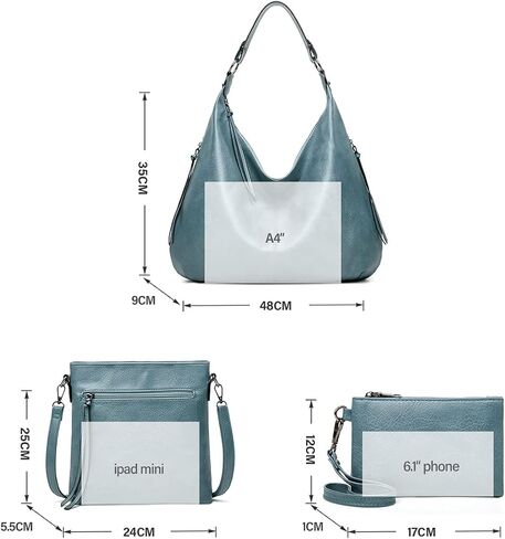 حقائب Ashioup Hobo للنساء من جلد البولي يوريثان الناعم حقيبة كتف كلاسيكية مترهلة بسحاب in Kuwait