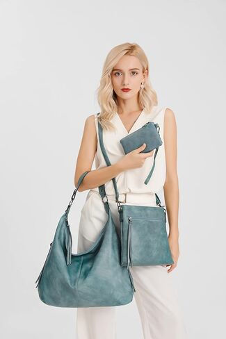 حقائب Ashioup Hobo للنساء من جلد البولي يوريثان الناعم حقيبة كتف كلاسيكية مترهلة بسحاب in Kuwait