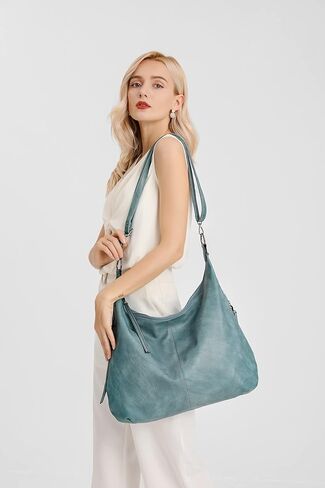 حقائب Ashioup Hobo للنساء من جلد البولي يوريثان الناعم حقيبة كتف كلاسيكية مترهلة بسحاب in Kuwait