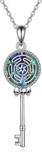 YFN Triple Moon Goddess Necklace Sterling Silver Pentagram Pentacle Opal Pendant necklace Pagan Wiccan Magic Amulet Tree of Life Jewelry for Women Men 18" in Saudi Arabia