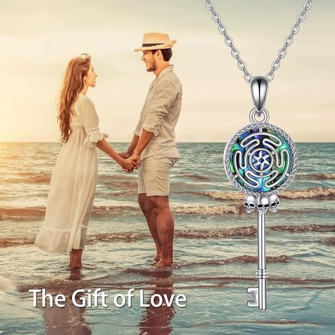YFN Triple Moon Goddess Necklace Sterling Silver Pentagram Pentacle Opal Pendant necklace Pagan Wiccan Magic Amulet Tree of Life Jewelry for Women Men 18" in Saudi Arabia