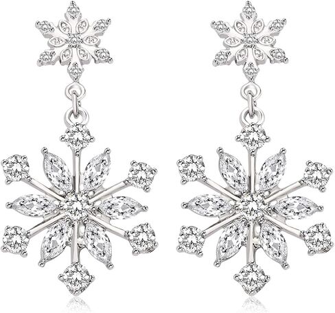 Christmas Snowflake Earrings for Women Girls Holiday Rhinestone Snowflake Dangle Earring Studs Festive Xmas Costume Earring Gifts in Saudi Arabia