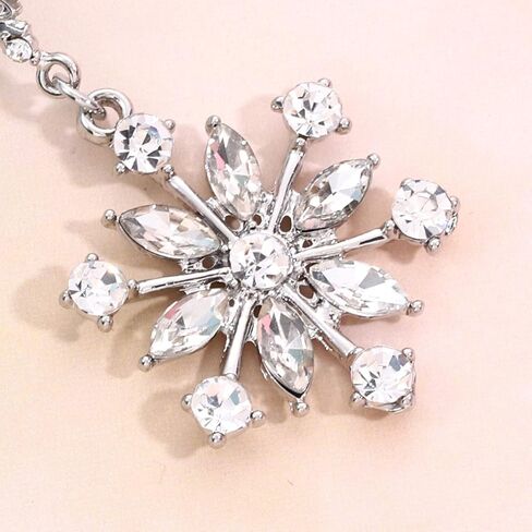 Christmas Snowflake Earrings for Women Girls Holiday Rhinestone Snowflake Dangle Earring Studs Festive Xmas Costume Earring Gifts in Saudi Arabia