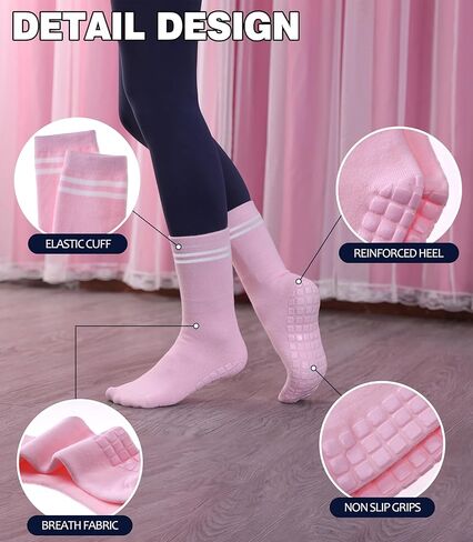 جوارب MQELONG للنساء، جوارب البيلاتس مع مقابض، جوارب يوجا غير قابلة للانزلاق للنساء، جوارب باليه باري، للتمارين الرياضية in Kuwait