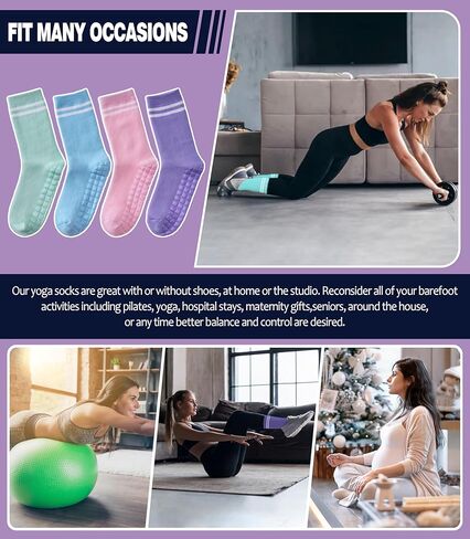 جوارب MQELONG للنساء، جوارب البيلاتس مع مقابض، جوارب يوجا غير قابلة للانزلاق للنساء، جوارب باليه باري، للتمارين الرياضية in Kuwait