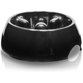 Dogit Go Slow Anti-Gulping Dog Bowl, Black, Medium