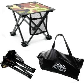 Outrav Camping Stool - Outdoor Travel Folding Small Chair - Portable Stool for Camping, Fishing, Hiking, Gardening, & Beach - Heavy Duty, Lightweight Easy to Carry Camping Seat with Carry Bag in Kuwait