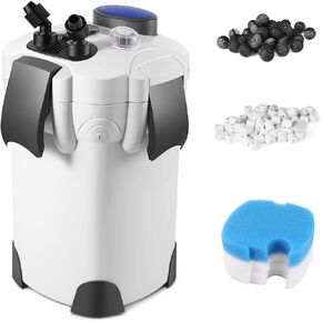 Flexzion Aquarium Canister Filter for up to 75 Gallon Fish Tank - 265GPH, with 3 Media Trays Spray Bar External Canister Filter for Fish Tank