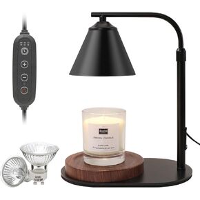 Candle Warmer Lamp, Candle Warmer with Timer & Dimmer, Adjustable Height Candle Lamp with 2 Bulbs Compatible with Jar Candles, Gifts for Mom, Electric Candle Lamp Warmer for Home Decor (Black) in Kuwait