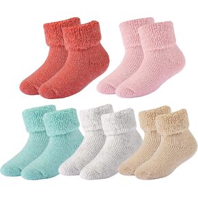 جوارب صوفية صغيرة للأطفال من الصوف جوارب سميكة دافئة للكاحل جوارب شتوية حرارية للطاقم جوارب طويلة للأطفال الصغار والأولاد والبنات 3/5 أزواج in Kuwait