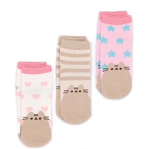جوارب Pusheen 3 قطع للفتيات والأطفال باللون الوردي والرمادي والأزرق بتصميم قطة متحركة in Kuwait