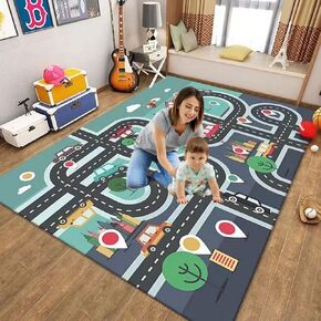 Kids Carpet Playmat Rug City Life Great for Playing with Cars Toys,Kid Rug Play Learn Area Rugs with Rubber Backing,Have Fun Throw Rug for Children's Rooms Bedroom Living Room Game Room 24×35 inch in Kuwait