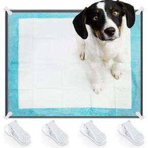 Timgle 1 Pee Pad Holder 30 x 24 Inches Puppy Pad Holder Tray Silicone Dog Potty Tray No Spill Pee Pad Tray Potty Pad Holder with 4 Holder Clamps for Dogs, Easy to Clean and Store