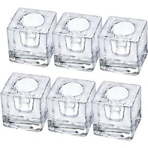 Glass Taper Candle Holders|Clear Candlestick Holder|Small Glass Candle Holder for Wedding, Party and Home Dinner Decor, Set of 2