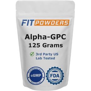 Alpha-GPC Powder 125 Grams, Non-GMO Alpha GPC Supplement Choline Powder, Vegan, Third Party Tested, Pre-Workout, Memory and Focus, with Scoop in Kuwait