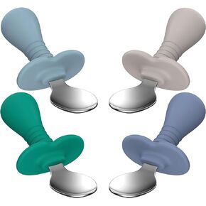 4 Pcs Baby Spoons Toddler Spoons for Self Feeding, Kids Spoons with Silicone Round Handle, Stainless Steel Toddler Utensils Children Safe Silverware Set, Anti-Choke Design, BPA Free in Kuwait