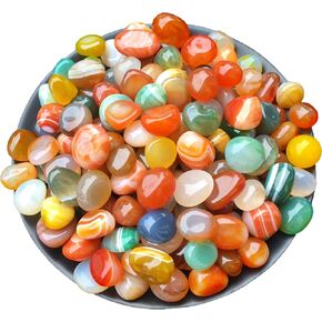 أحجار العقيق المصقولة من Oubest، حصى كريستالية ملونة لصخور حوض السمك، حصى حوض السمك، أحجار كريمة حشو مزهرية 1.1 رطل/500 جم (15-20 مم) in Kuwait