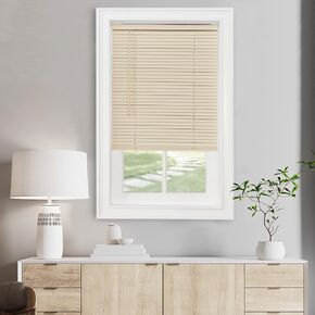 Cordless Light Filtering Mini Blind - 27 Inch Width, 48 Inch Length, 1" Slat Size - Alabaster - Cordless GII Morningstar Horizontal Windows Blinds for Interior by Achim Home Decor in Saudi Arabia