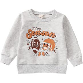 Yoyohhaki Toddler Baby Girl Football Outfit Crewneck Sweatshirt Letter Long Sleeve Pullover Tops Kids Fall Winter Clothes in Saudi Arabia